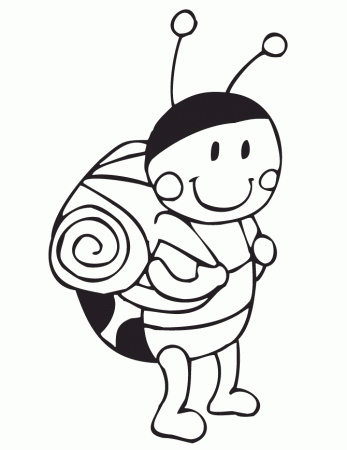 Cute Ladybug Backpacking Coloring Page | H & M Coloring Pages