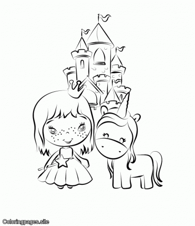 royal princess and unicorn coloring page