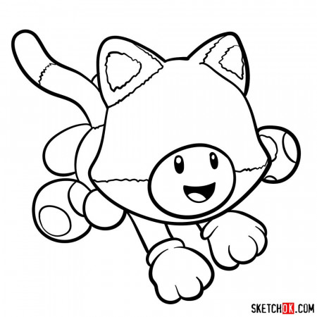 How to draw cat Toadette - Super Mario 3D World - Sketchok easy drawing  guides