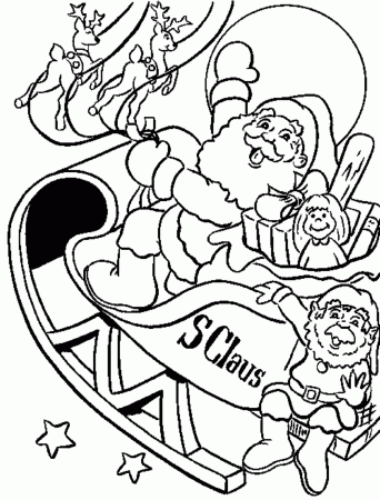 Christmas Santa In Sled Coloring Page - Coloring Pages For All Ages