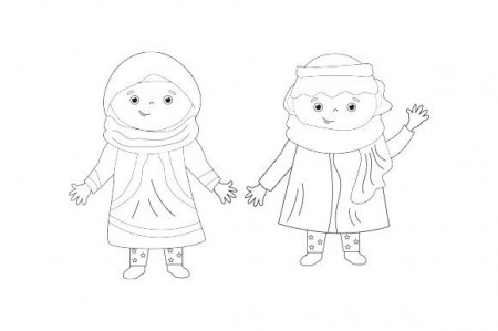 Arabic Boy & Girl - Coloring Page for Kids SVG Cut file by Creative Fabrica  Crafts · Creative Fabrica