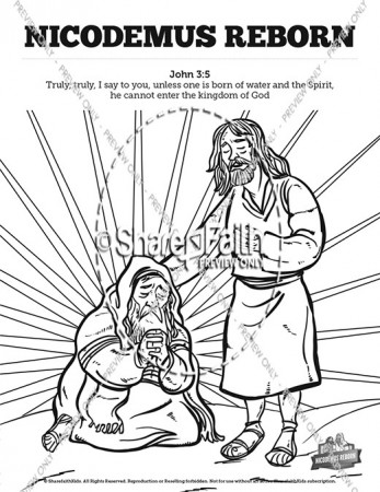 John 3 Nicodemus Bible Sunday School Coloring Pages | Clover Media