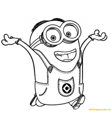 Dave The Minion Is Happy Coloring Pages - Cartoons Coloring Pages - Free  Printable Coloring Pages Online