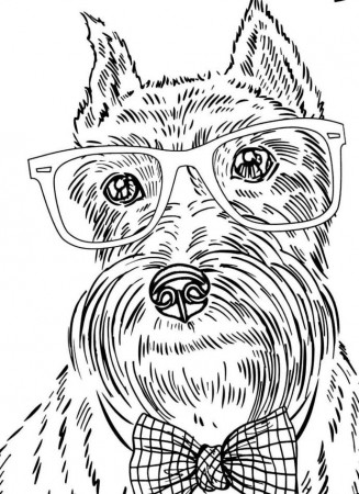 Dogs Coloring Page Difficult Adult