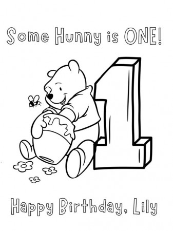 Winnie the Pooh First Birthday Coloring Sheet Digital - Etsy