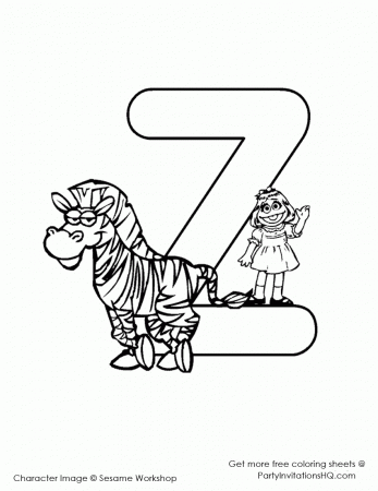 Zebra - Letter Z - Sesame Street Alphabet Coloring Page