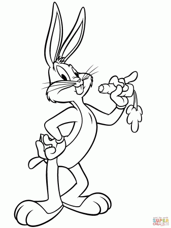 Bugs Bunny with Carrot coloring page | Free Printable Coloring Pages