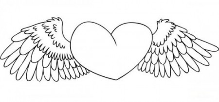 Coloring Page Of Hearts With Wings
