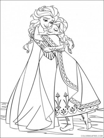 frozen coloring pages alsa and anna hug Coloring4free - Coloring4Free.com