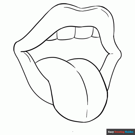 Mouth and Tongue Coloring Page | Easy Drawing Guides