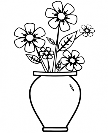 Coloring page vase with flowers