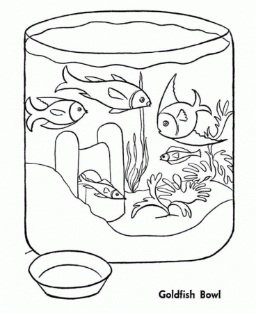 Fish Bowl Coloring Sheet - Coloring Pages for Kids and for Adults