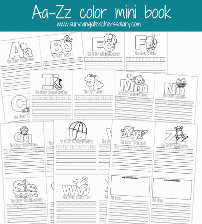 Aa-Zz Alphabet Letter Mini Color Book Practice Printable ...