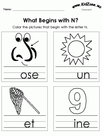 Color the Pictures - Beginning Letter Sounds