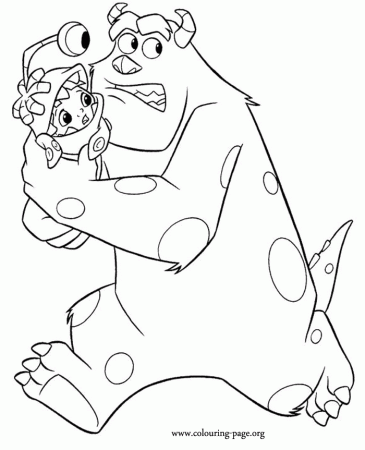 Monsters, Inc. - Sulley escaping with Boo coloring page
