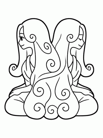 Horoscope Coloring Pages b gemini Printable 2021 3330 Coloring4free -  Coloring4Free.com