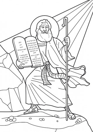 Moses receives the ten commandments coloring pages | Coloring Pages