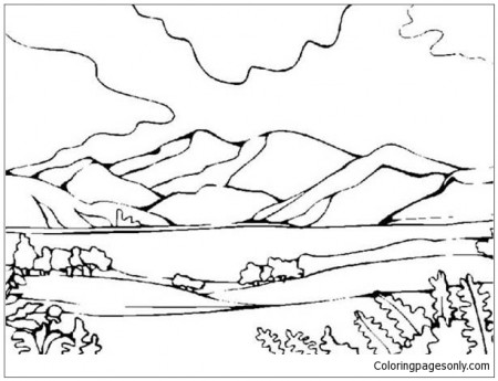 Mountains View Landscapes Coloring Pages - Nature & Seasons Coloring Pages  - Coloring Pages For Kids And Adults