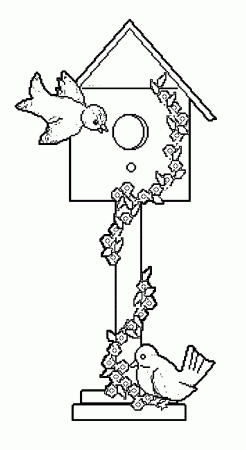 Bird House Coloring Page | Wecoloringpage