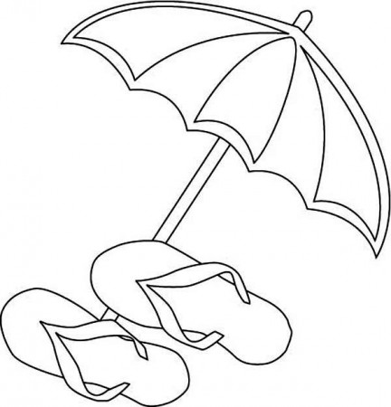 Beach Umbrella and Flip Flops Coloring Page