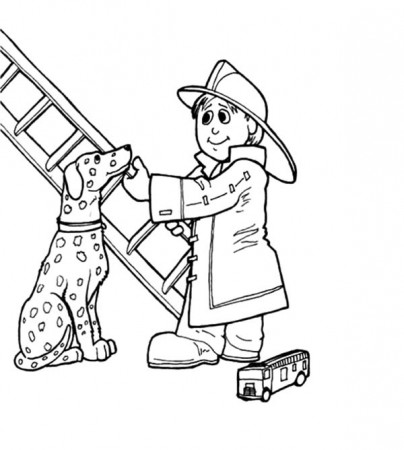 Sparky the Fire Dog Do Fire Drill Coloring Page