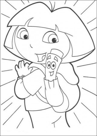 Dora The Explorer Map And Backpack Coloring Page - Cartoon ...