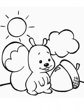 Cute Baby Squirrel And Oak Nut Coloring Page - Download & Print Online Coloring  Pages for Free | Color Nimbus