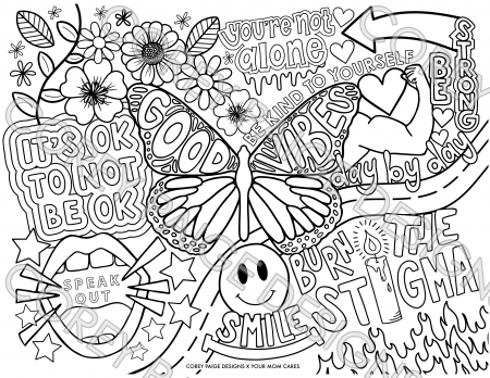 Mental Wellness Collage Coloring Sheet – CoreyPaigeDesigns