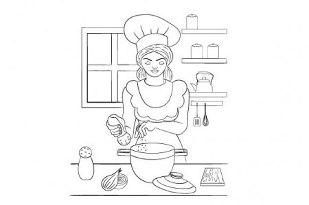 Woman Cooking with Dutch Oven - Coloring Page Adults SVG Cut file by  Creative Fabrica Crafts · Creative Fabrica