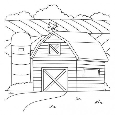 Farmhouse Coloring Page for Kids 5073693 Vector Art at Vecteezy