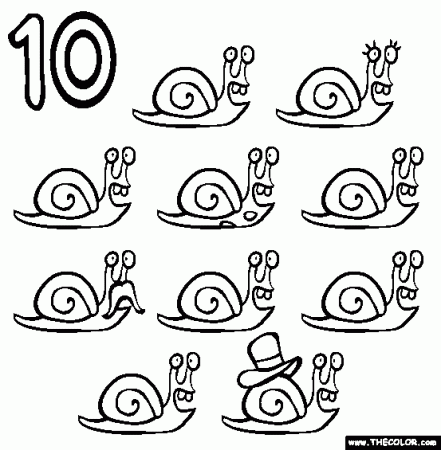 Ten (Snails) Coloring Page | Free Ten (Snails) Online Coloring