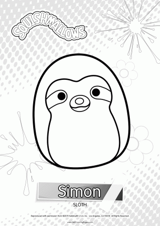 Simon the Sloth Squishmallows Coloring Pages - Get Coloring Pages