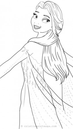 Coloring pages with Elsa in White dress - Frozen 2 – Cristina is Painting