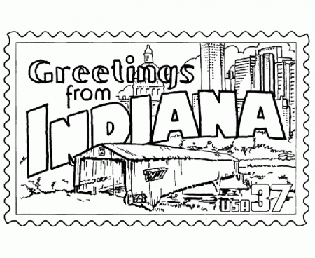 USA-Printables: Indiana State Stamp - US States Coloring Pages