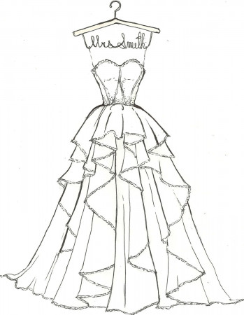 Printable Wedding Dress Coloring Pages - High Quality Coloring Pages