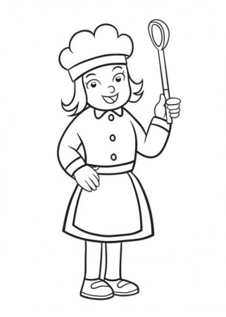 Girl Chef coloring sheet for kids | Coloring sheets for kids ...