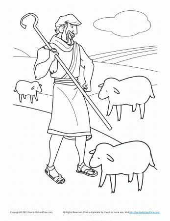 Bible Coloring Pages for Kids | The Shepherd Tends His Flock