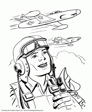 Memorial Day Coloring Pages - Air Force Pilot Coloring Pages | HonkingDonkey
