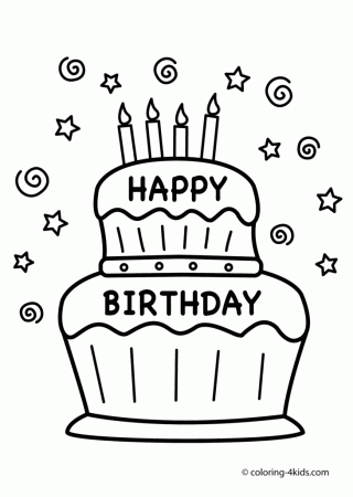 Coloring Pages: Birthday Cake Coloring Page Printable Birthday ...