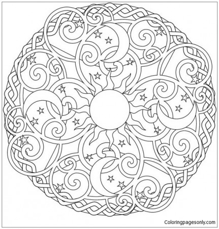 The Sun And The Moon Mandala Coloring Page - Free Coloring Pages ...