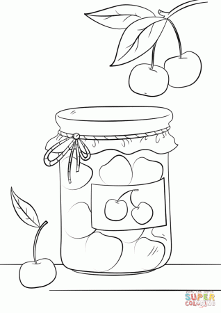Cherry Jam Jar coloring page | Free Printable Coloring Pages