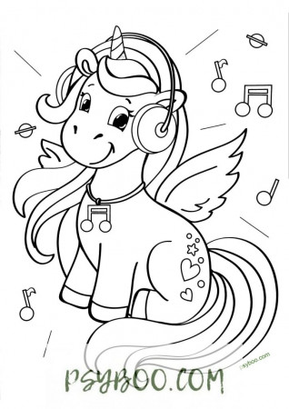 Cute Kawaii Unicorn Headphones Coloring Page ⋆ Free Printable PDF