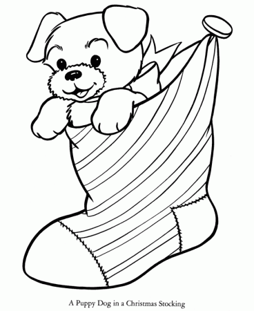 Bible Printables: Santa Christmas Coloring Pages - Stocking Puppy