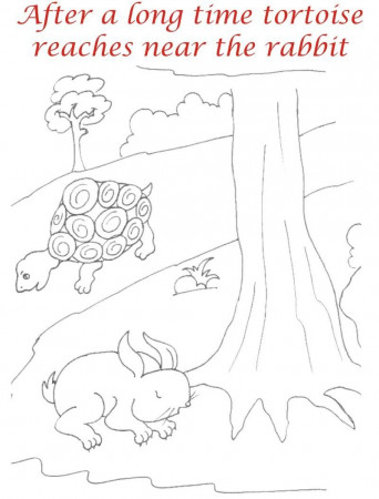The Rabbit And Tortoise Story Coloring Pages Sketch Coloring Page