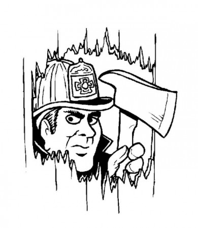 Fireman Make Hole With Axe Coloring Page : Kids Play Color