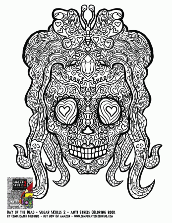 Sugar Skull Day of the Dead Free Printable Coloring page | âAdult ...