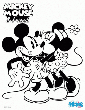 Mickey Mouse coloring pages - Minnie Mouse Kisses Mickey
