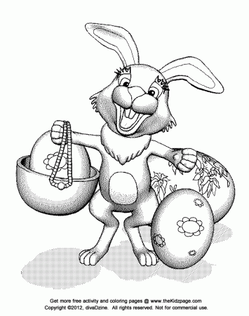 Cute Easter Bunny/Rabbit - Free Coloring Pages for Kids - Printable Colouring  Sheets