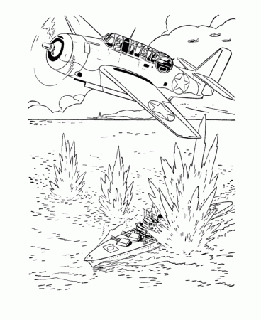 Armed Forces Day Coloring Pages | US Navy Torpedo Bomber coloring 