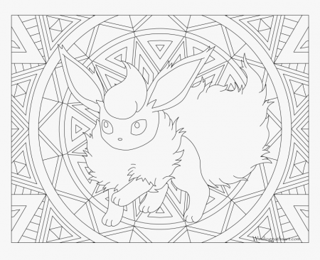 Flareon Eevee Evolutions Coloring Pages Printable - Pokemon Coloring Pages  For Adults, HD Png Download - kindpng